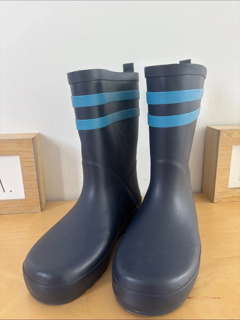 Gymboree Navy Rain Boots with Blue Stripes